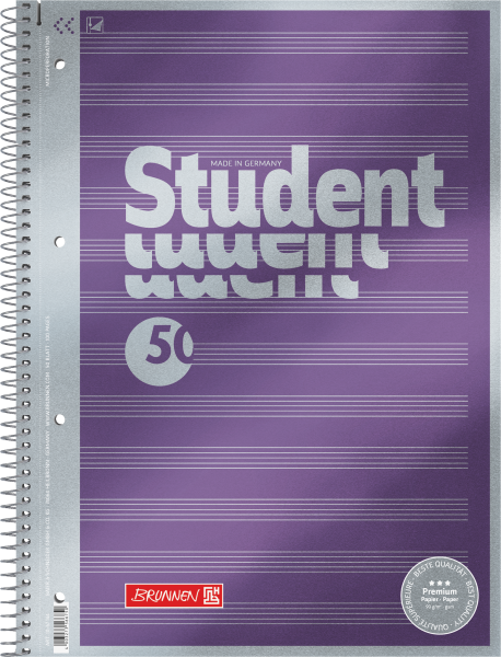 BRUNNEN Collegeblock Premium Student „Noten“ DIN A4 50 Blatt 90g – Lineatur 14